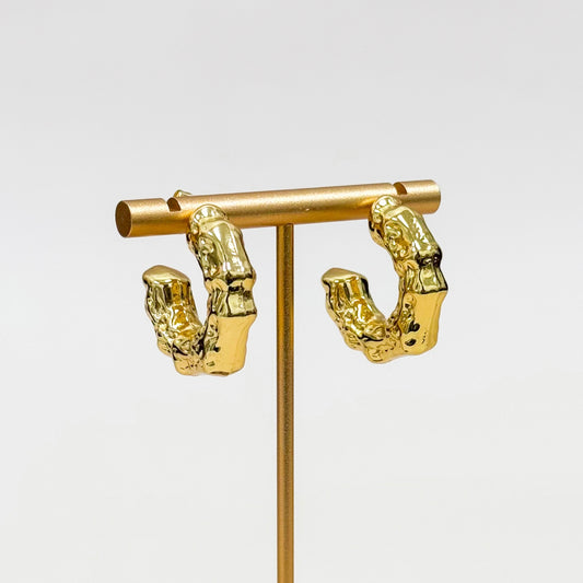 Molten Gold Crescent Hoops