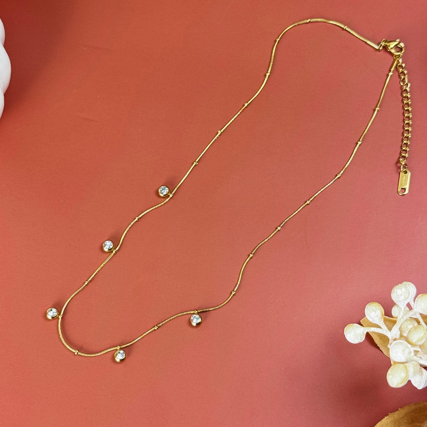 Gold Crystal Drop Necklace