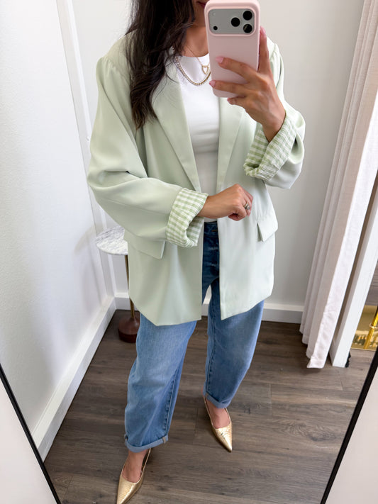 Gingham Sage Blazer