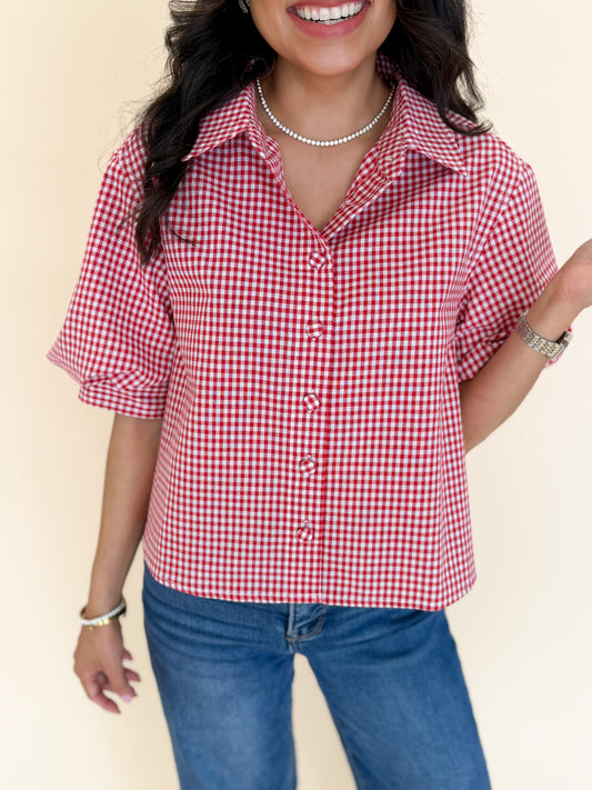 Kelsie Gingham Puff Shirt