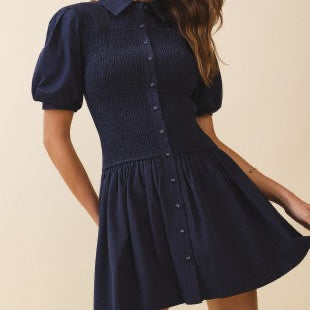 Smocked button down dress
