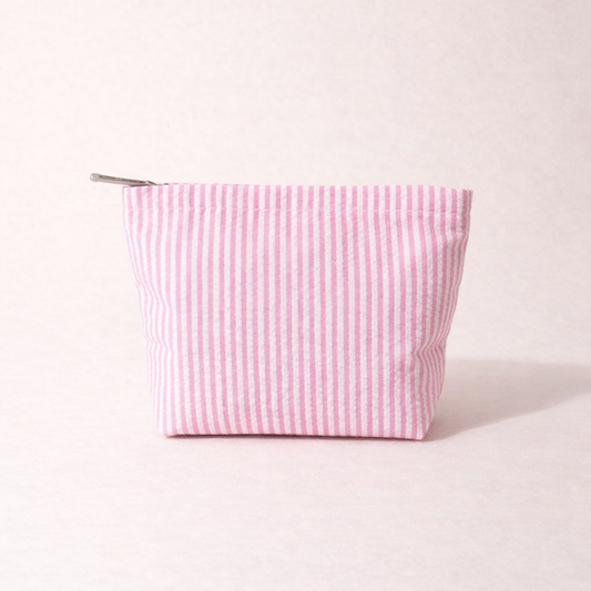 Simple Striped Color Block Makeup Bag