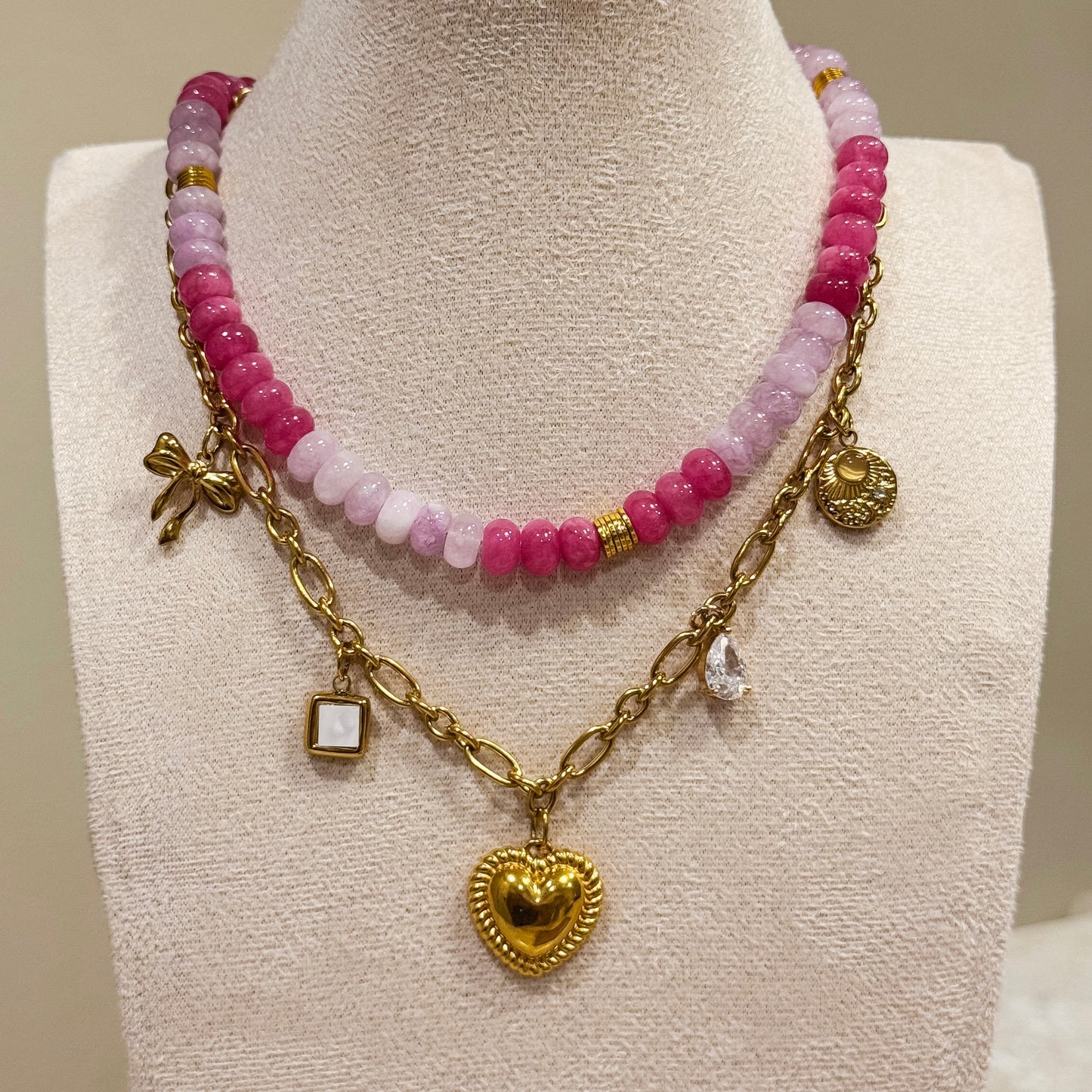 Golden Charm Heart Necklace