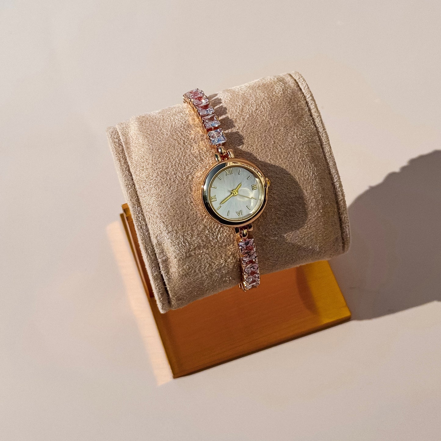 Gold Crystal Tennis Watch