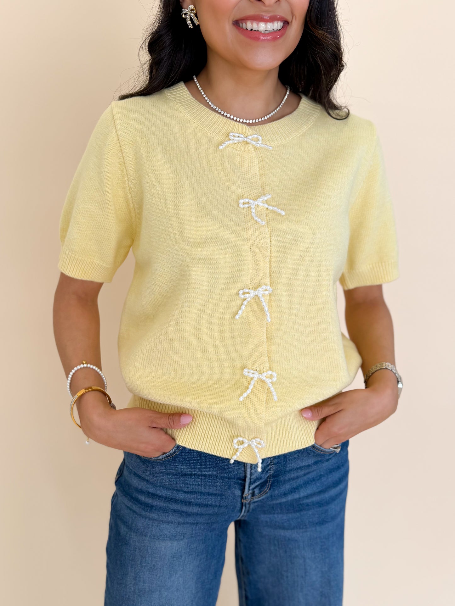 Pearl Bow Cardigan