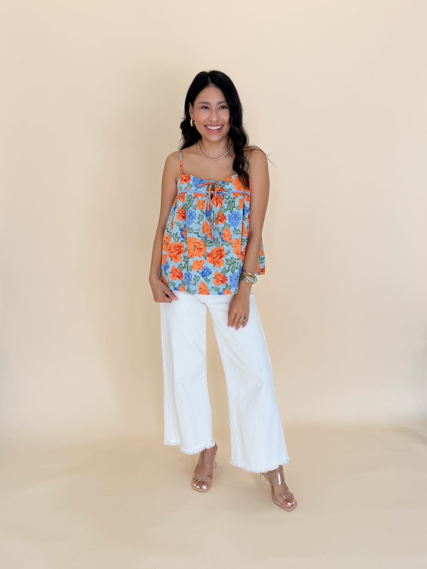 Kylee Floral Tie-front Cami Top