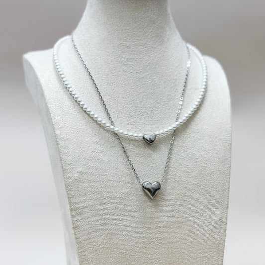 Heirloom Pearl Heart Layered Necklace