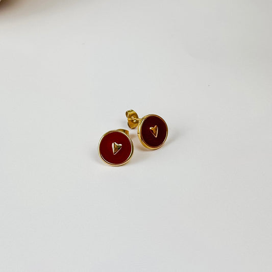 Gold Heart Medallion Earrings