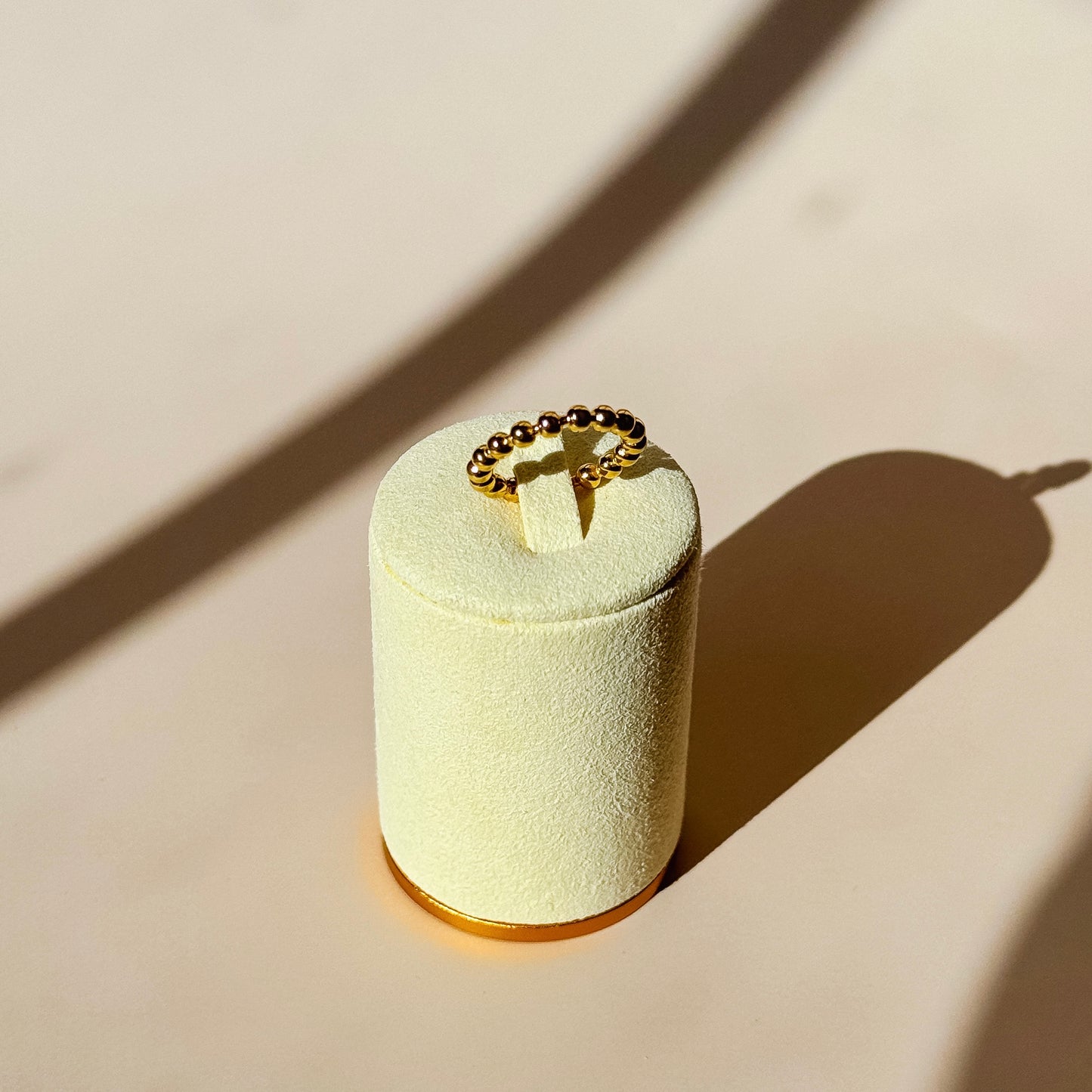 Gold Beaded Band Ring