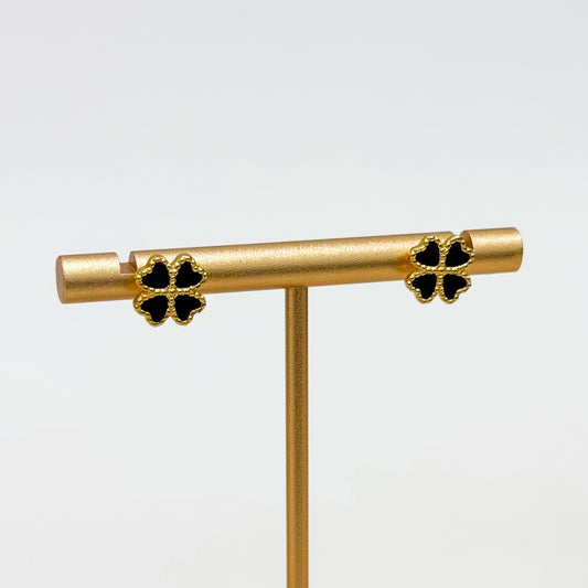 Noire Clover Black Studs