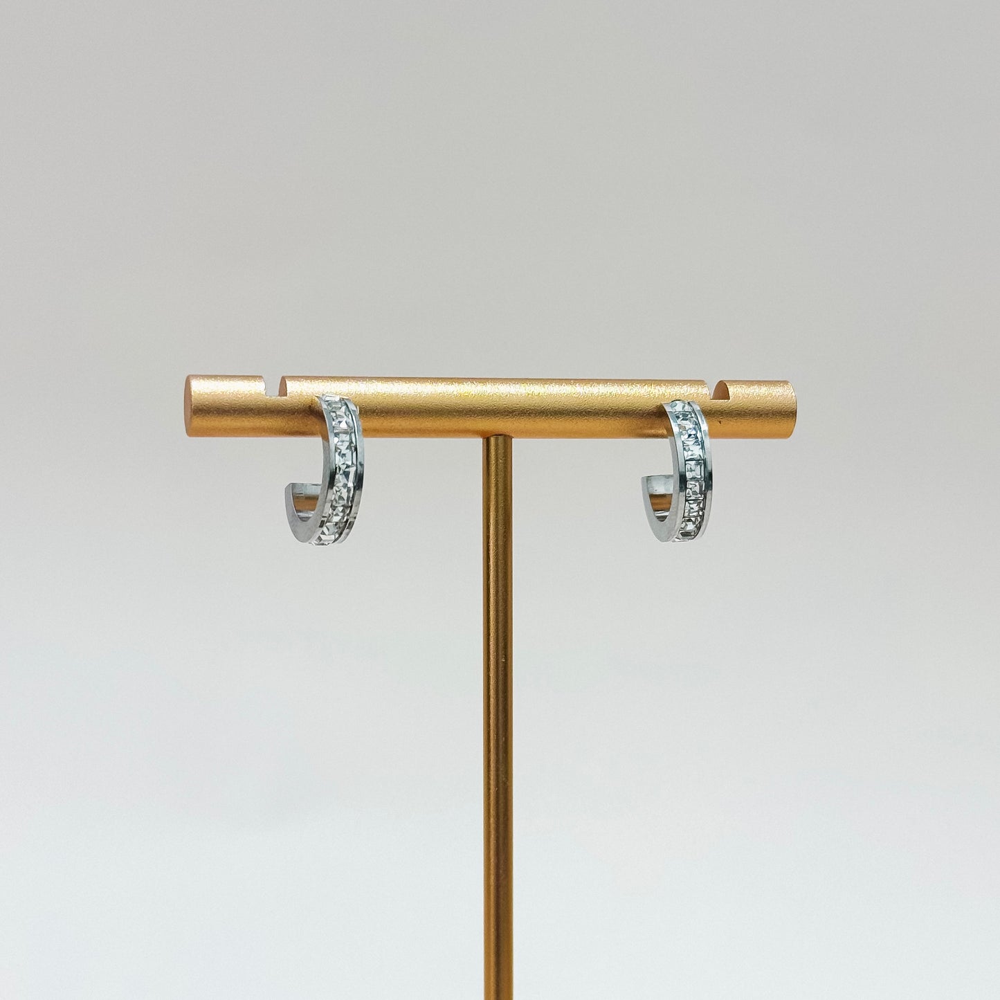 The Celeste Crystal Hoops – Silver