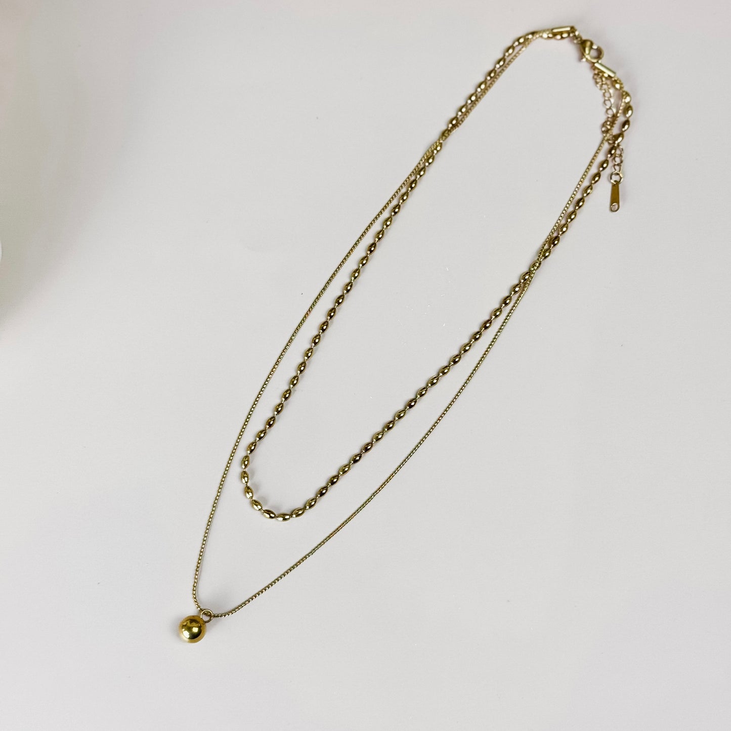 Gold Sphere Pendant Layered Necklace