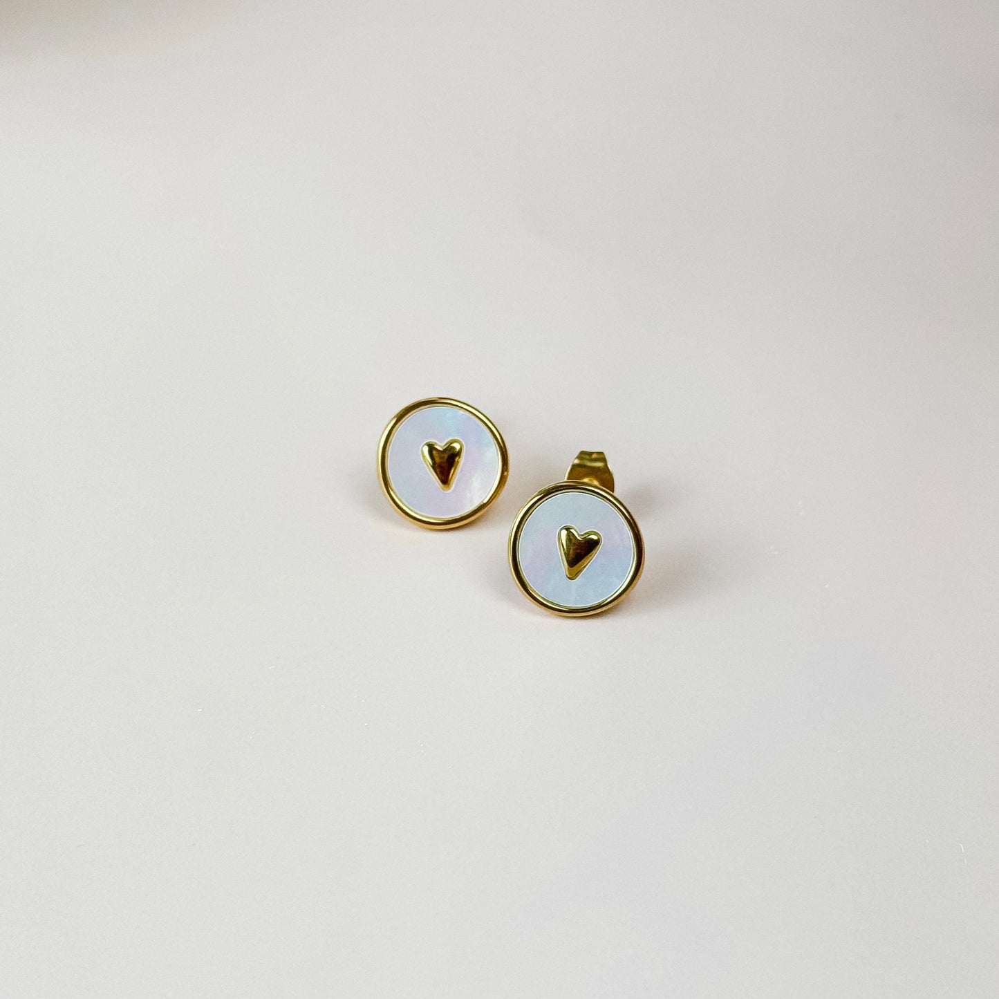 Gold Heart Medallion Earrings