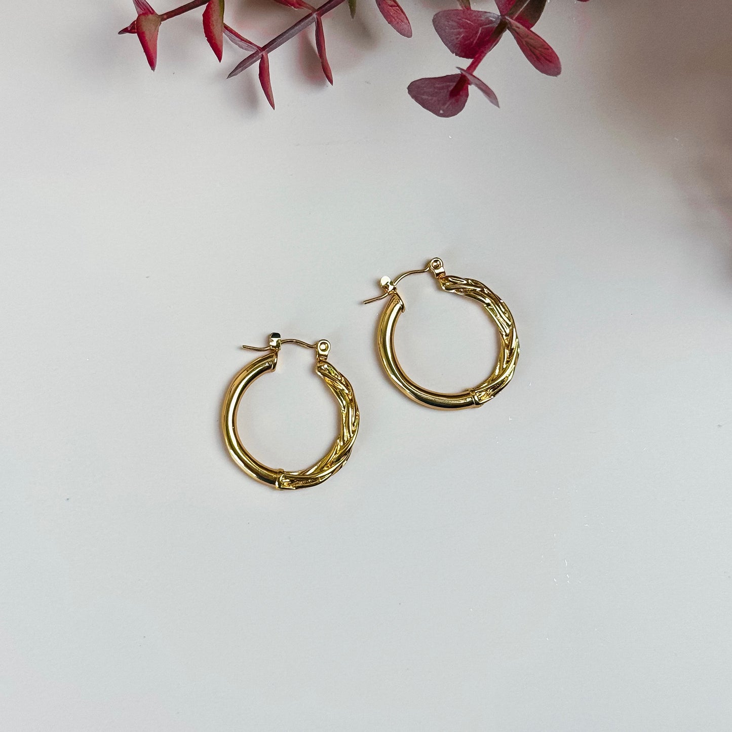 Textured Gold Hoop Earrings
