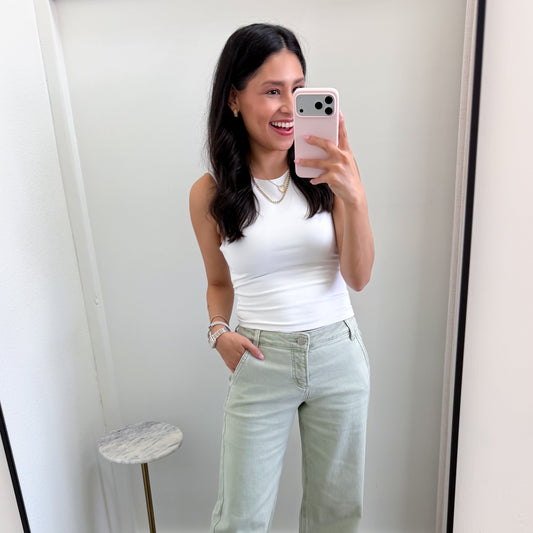 Pistachio Slouchy Ankle Jeans