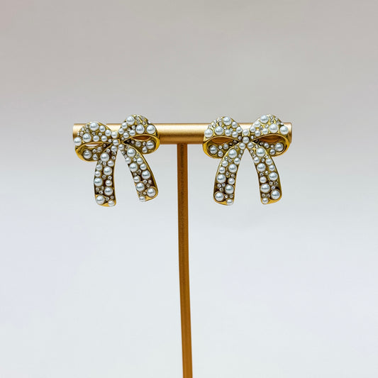 The Pearl Grace Bow Studs
