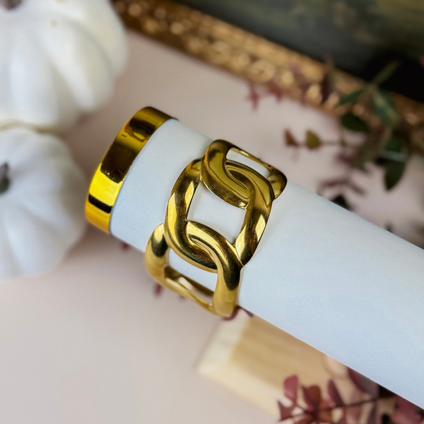 Gold Link Cuff Bracelet