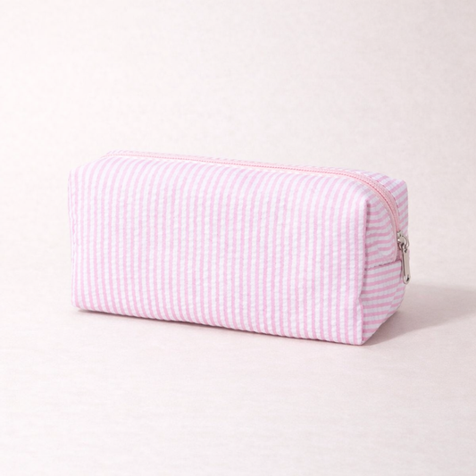 Color Block Striped Makeup Pencil Pouch
