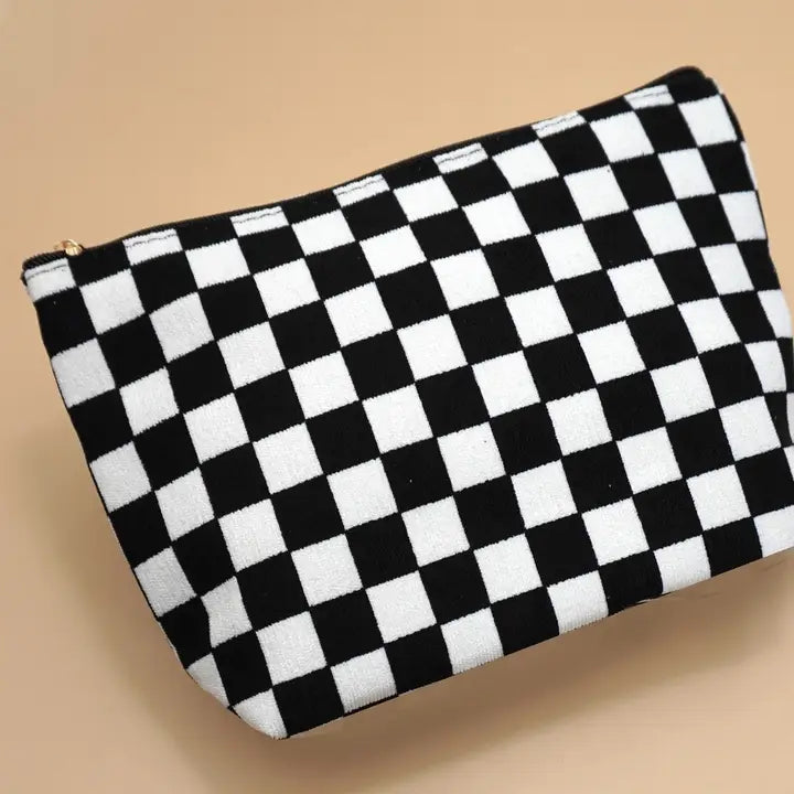 Black Checkered Cosmetic Bag