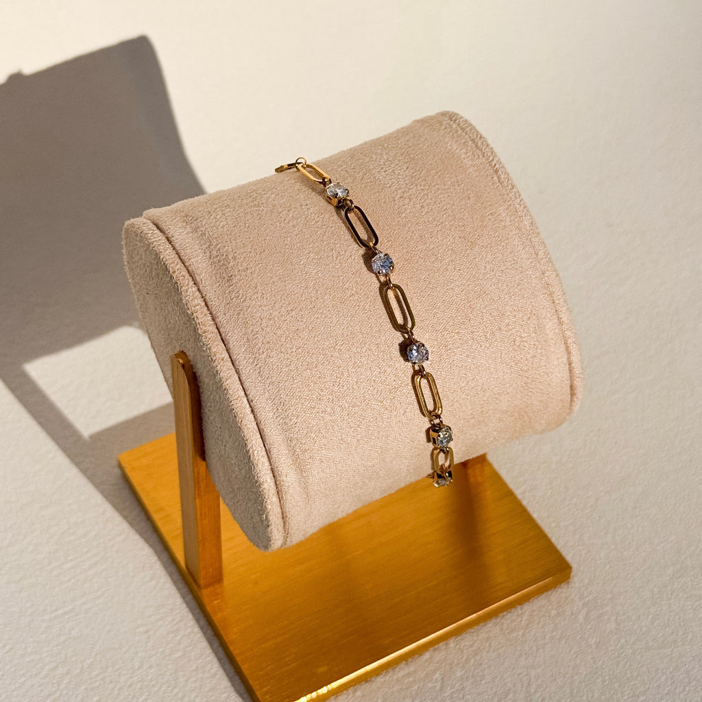 Crystal Paperclip Chain Bracelet