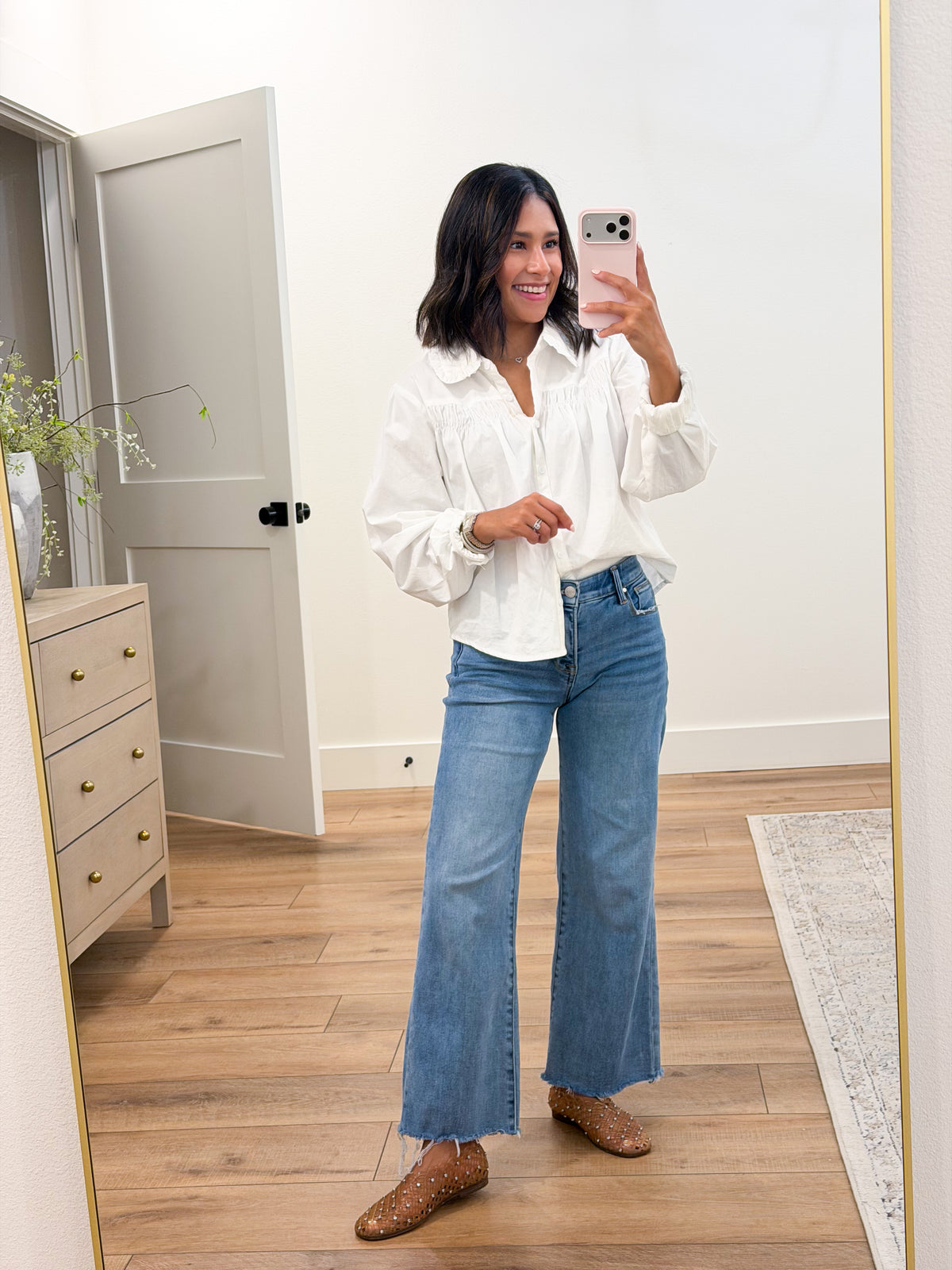 White Detail Button Down Shirt