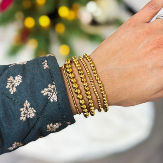 Gold Beaded Bracelet Set of 5
