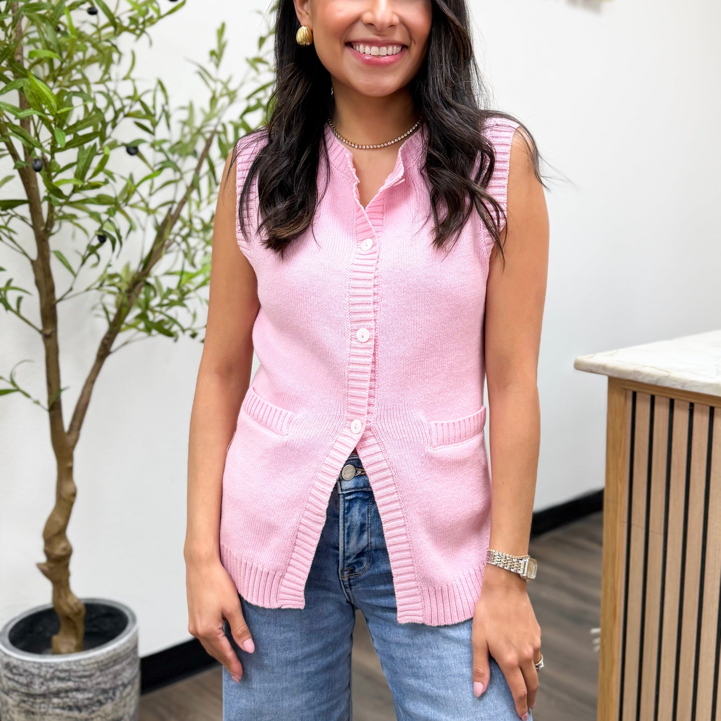 Soft Buttoned Knit Vest