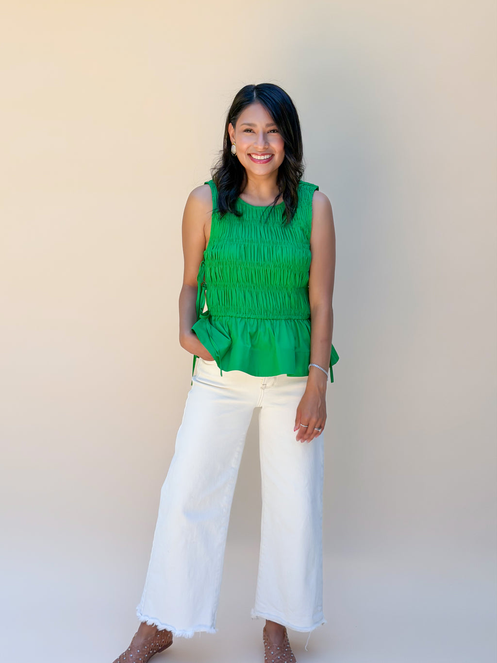 Smocked Peplum Top