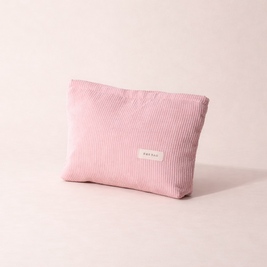 Simple Solid Color Corduroy Cosmetic Bag