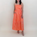 Orange Gingham Midi Dress