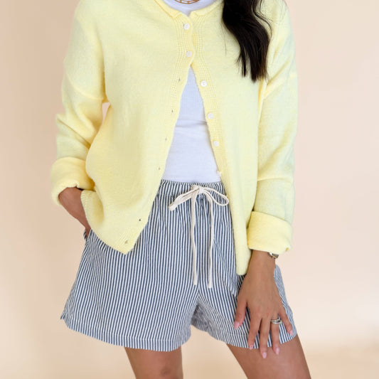 Casual Striped Drawstring Shorts