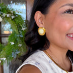 Marble Halo Round Statement Earrings