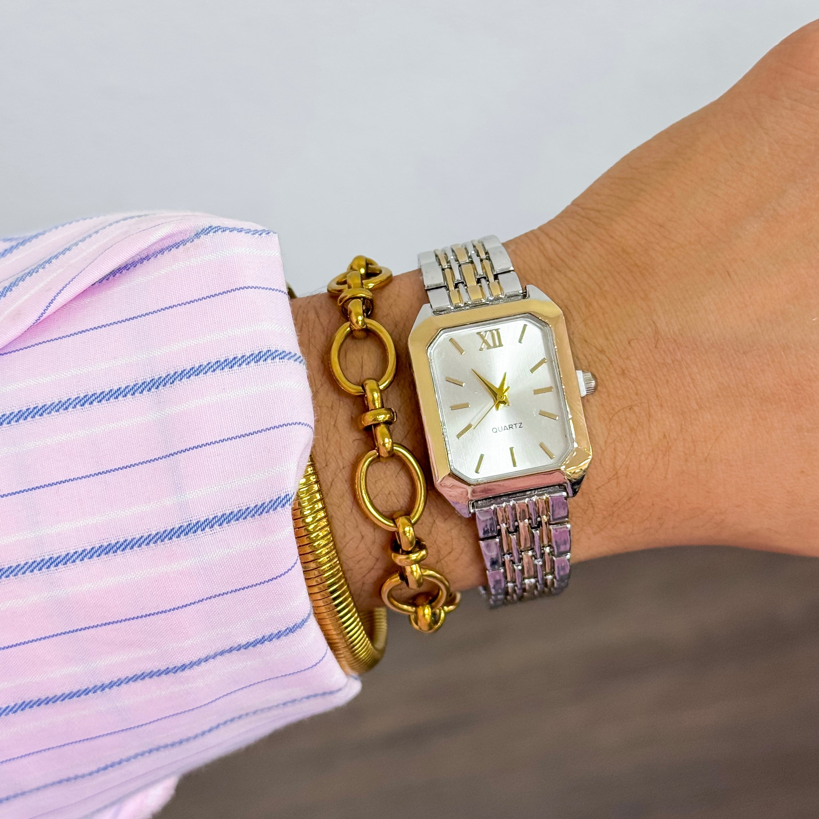 Two Tone Rectangle Watch