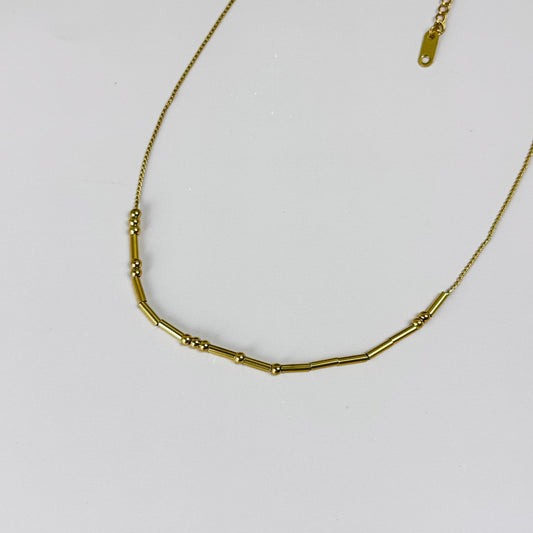 Golden Tube Bead Necklace