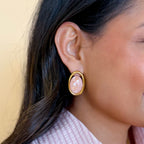 Pink Quartz Lumi Halo Stone Earrings