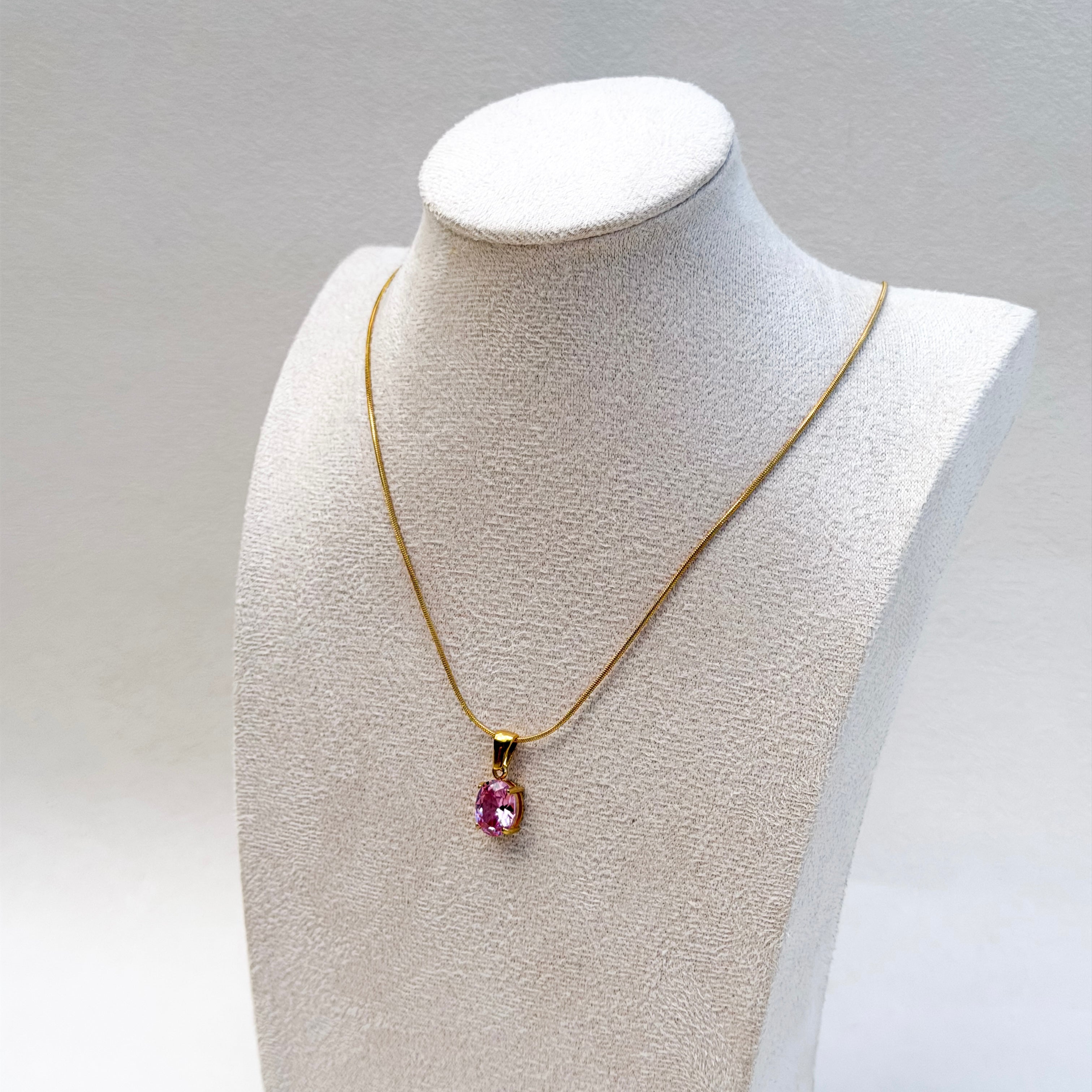 Rosalie Pink Solitaire Necklace