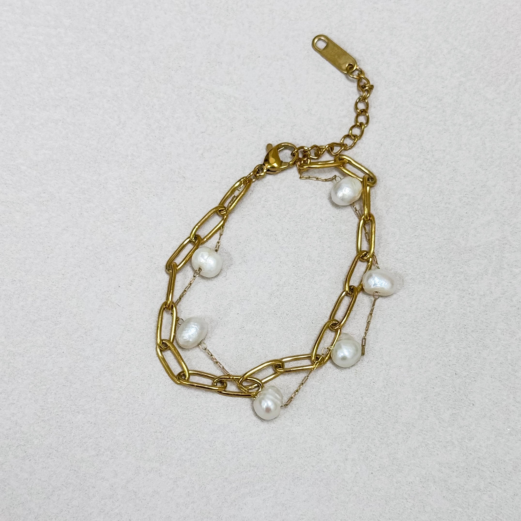 Pearl Paperclip Chain Bracelet
