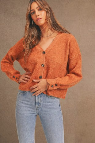 Copper Button Down Sweater Cardigan