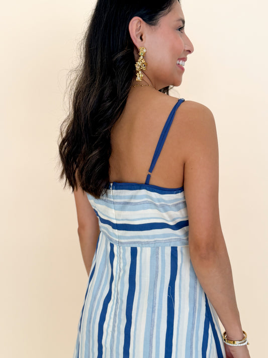 Blue Stripes Midi Dress