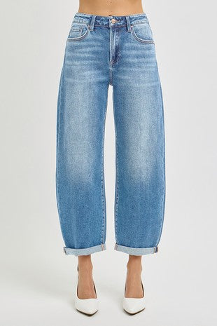 High Rise Crop Mild Barrel Jeans
