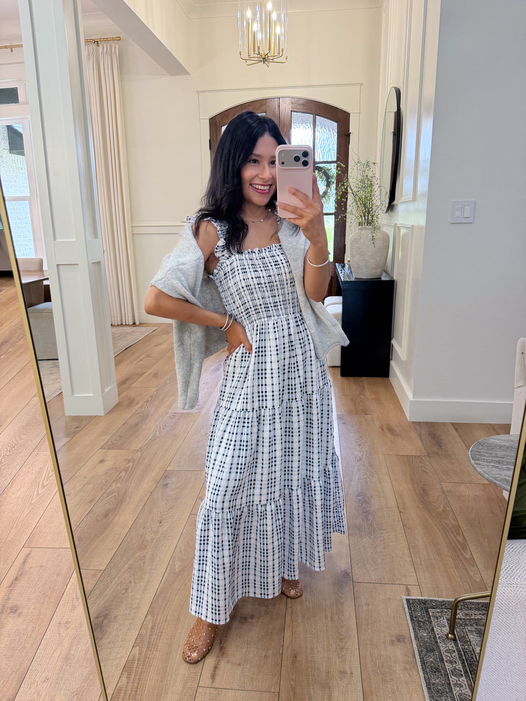 Coastal Charm Plaid Midi Dress