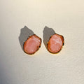 Organic Stone Statement Studs in Pink Marble