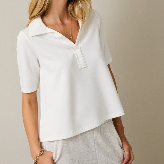 Half Sleeve Polo Tunic Top