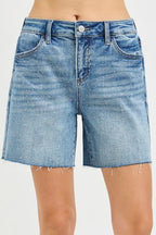 Slouchy Rhinestone Mid Length Shorts