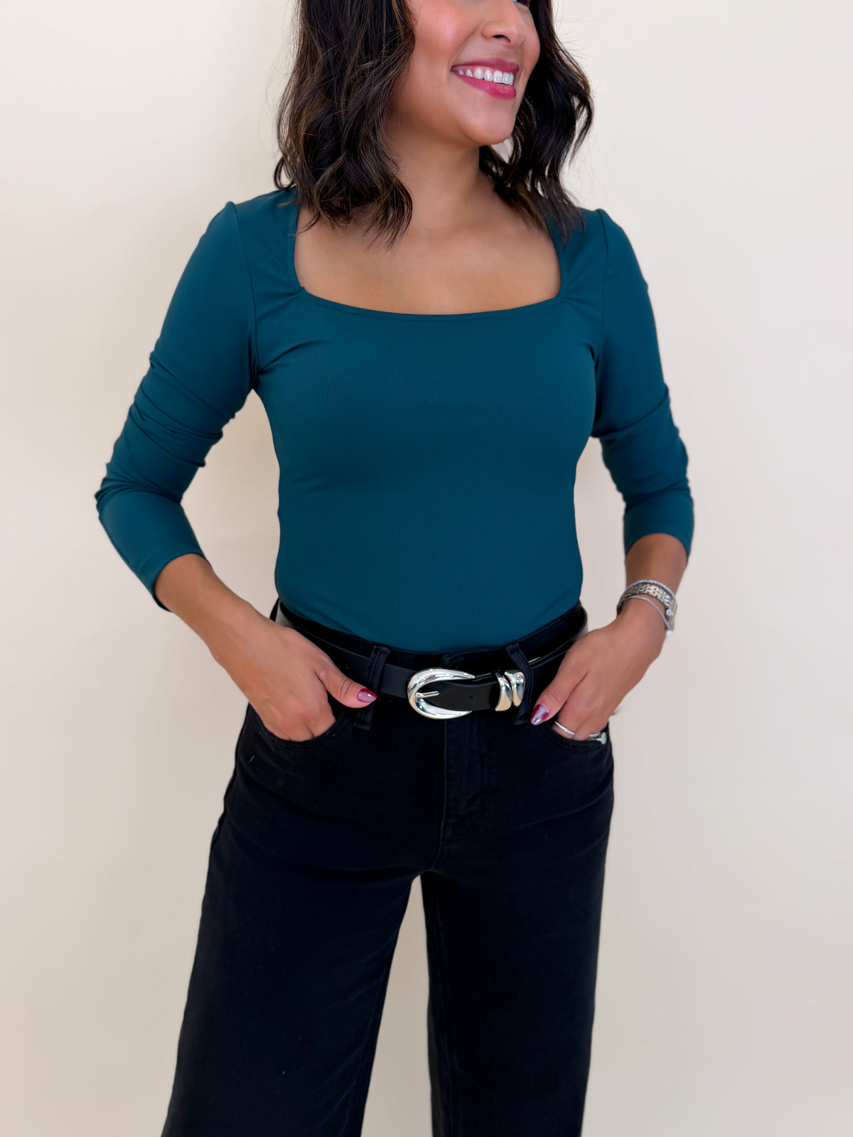 Scoop Neck Bodysuit - Evergreen