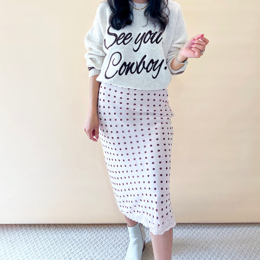 Polka Dot Lace Midi Skirt