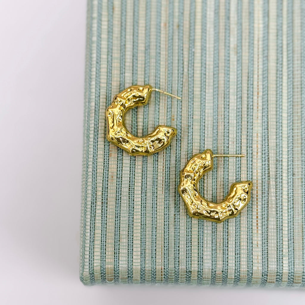 Molten Gold Crescent Hoops