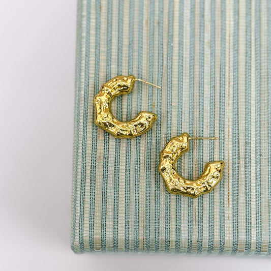 Molten Gold Crescent Hoops