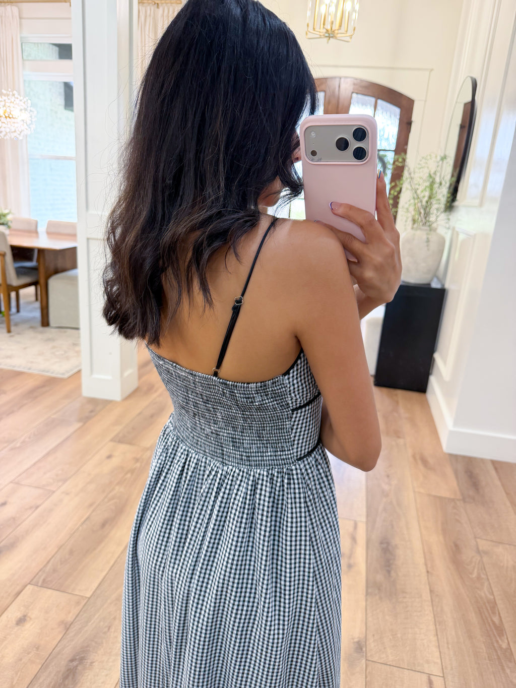 Black Gingham Midi