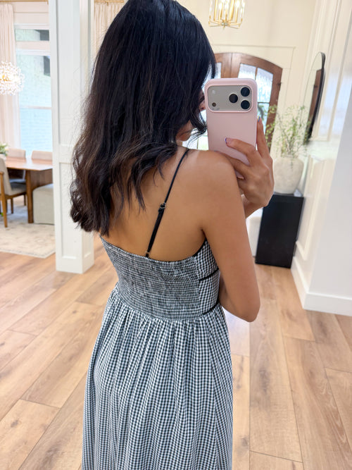 Black Gingham Midi